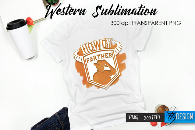 Western T-Shirt Sublimation. Cowboy T-Shirt Design v.23 Sublimation Fly Design 