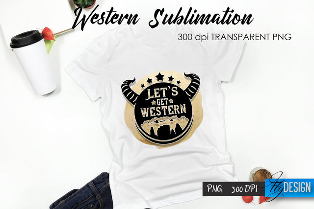Western T-Shirt Sublimation. Cowboy T-Shirt Design v.27 Sublimation Fly Design 