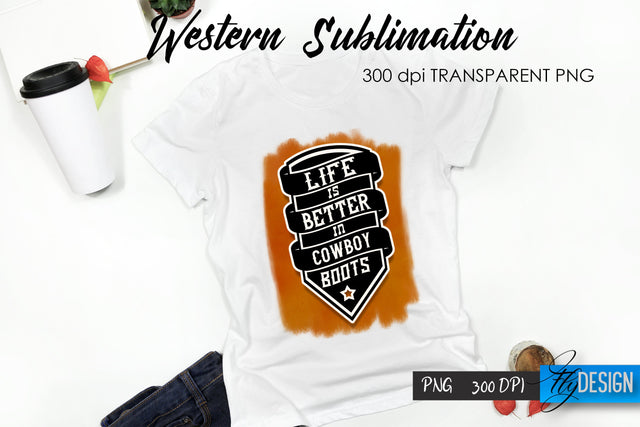 Western T-Shirt Sublimation. Cowboy T-Shirt Design v.28 Sublimation Fly Design 