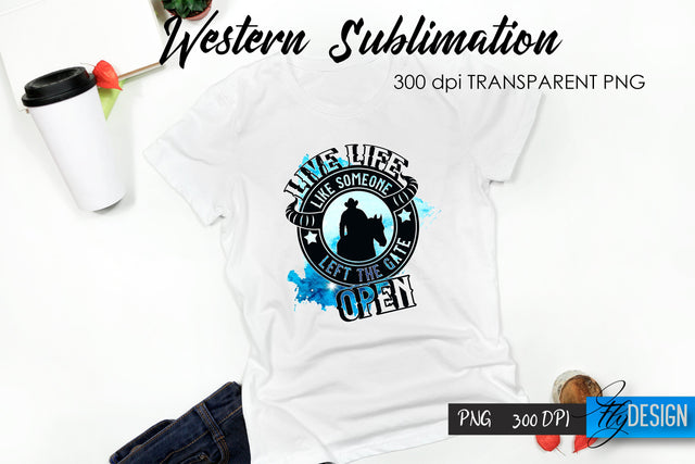 Western T-Shirt Sublimation. Cowboy T-Shirt Design v.30 Sublimation Fly Design 