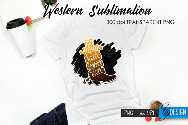 Western T-Shirt Sublimation. Cowboy T-Shirt Design v.31 Sublimation Fly Design 