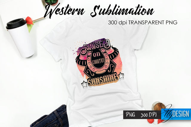 Western T-Shirt Sublimation. Cowboy T-Shirt Design v.35 Sublimation Fly Design 