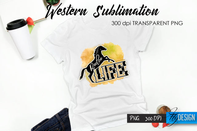 Western T-Shirt Sublimation. Cowboy T-Shirt Design v.40 Sublimation Fly Design 