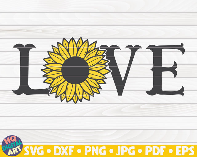Western themed Love horizontal sign with Sunflower SVG SVG HQDigitalArt 