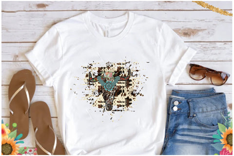 Western Tooled Leather Bull Skull Sublimation Sublimation Jagonath Roy 