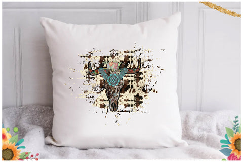 Western Tooled Leather Bull Skull Sublimation Sublimation Jagonath Roy 