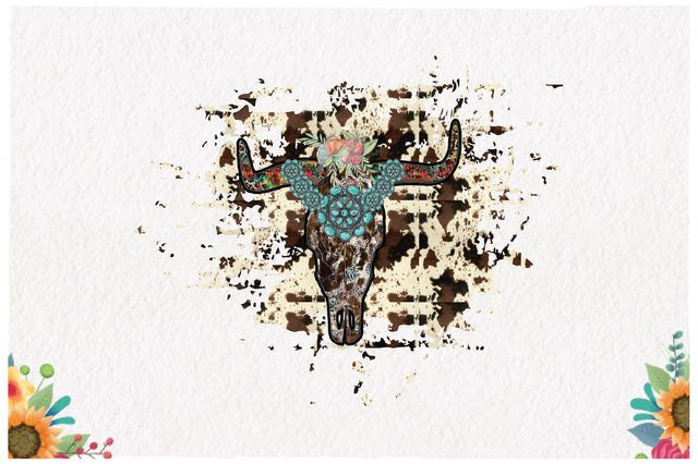 Western Tooled Leather Bull Skull Sublimation Sublimation Jagonath Roy 