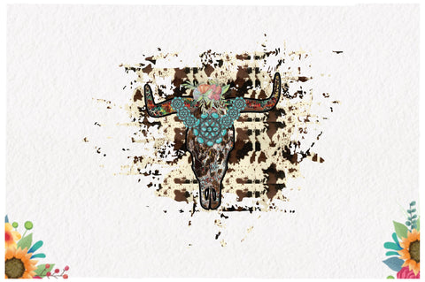 Western Tooled Leather Bull Skull Sublimation Sublimation Jagonath Roy 