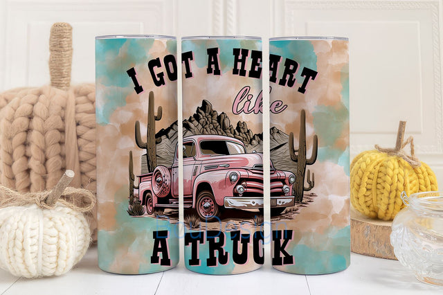 Western Truck Tumbler PNG, Western Truck Sublimation, 20 oz Skinny Tumbler, Western Truck Wrap, Digital Download Sublimation BouDesign 