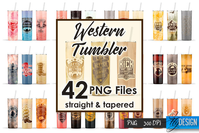 Western Tumbler Bundle| Cowboy Tumbler Wrap | Cowgirl Quotes Sublimation Fly Design 