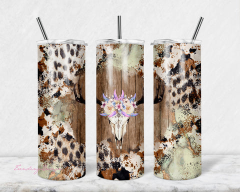 Western Tumbler Design Cowgirl Bull Cow Skull Country Sublimation Designs Sublimation TrendingDesign 