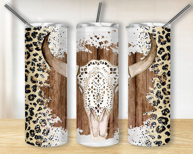 Western Tumbler Design Cowgirl Bull Cow Skull Seamless Country Sublimation Designs Downloads Sublimation BouDesign 