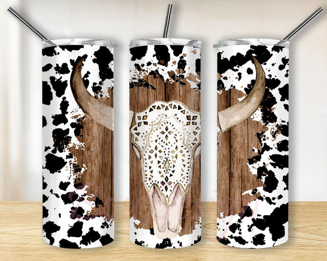 Western Tumbler Design Cowgirl Bull Cow Skull Seamless Country Sublimation Designs Downloads Sublimation BouDesign 