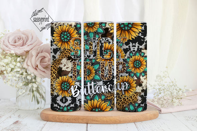 Western Tumbler Designs, Suck It Up Buttercup Western Seamless 20oz Skinny Tumbler Wrap, Seamless leather Tumbler Template, Digital Download, western Tumbler Sublimation sassyprint 
