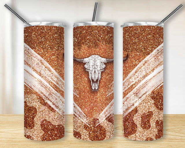 Western Tumbler Sublimation Designs Downloads Western Bull Skull Tumbler Leopard Tumbler Wrap Png Longhorn Png Sublimation BouDesign 