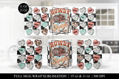 Western Valentines Day Full Mug Wrap Sublimation PNG Sublimation BijouBay 
