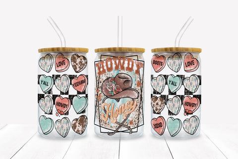 Western Valentines Day Libbey Glass Wrap Sublimation BijouBay 