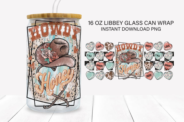 Western Valentines Day Libbey Glass Wrap Sublimation BijouBay 