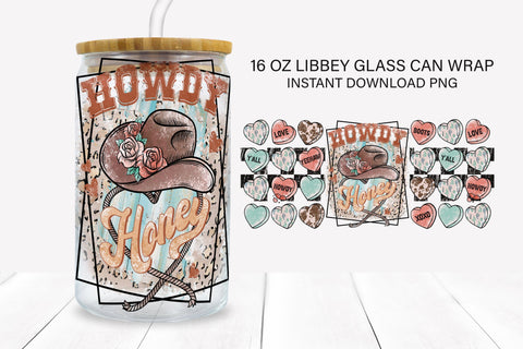 Western Valentines Day Libbey Glass Wrap Sublimation BijouBay 