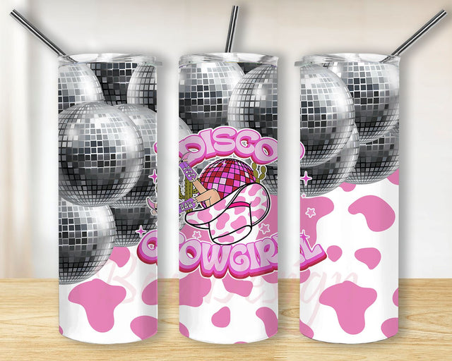 WesternTumbler Design, Sublimation PNG Digital File, Disco Cowgirl Tumbler Wrap, Retro Western Digital PNG Sublimation BouDesign 