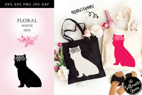 Westie , Dog Svg, Cut files for Cricut, Silhouette design, Cut eps, cutting png, cuttable dfx, instant download, eps vector design, cute floral, dog lover svg SVG Loveleen Kaur 