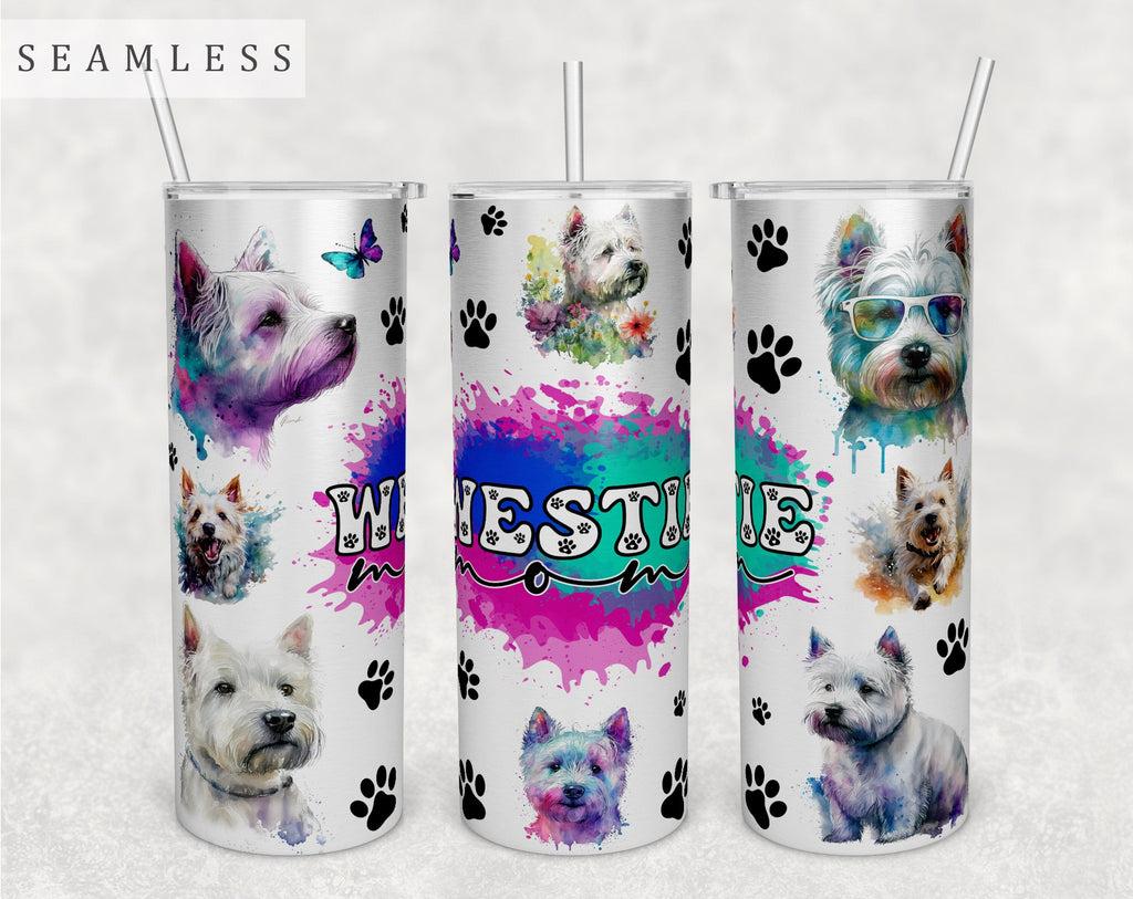 Westie Mom Tumbler Wrap, 20oz Skinny Tumbler Sublimation Design, Westie ...