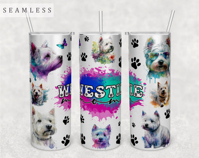 Westie Mom Tumbler Wrap, 20oz Skinny Tumbler Sublimation Design, Westie Mama Tumbler PNG Sublimation HappyDesignStudio 