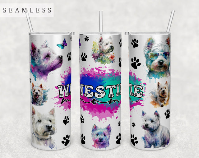 Westie Mom Tumbler Wrap, 20oz Skinny Tumbler Sublimation Design, Westie Mama Tumbler PNG Sublimation HappyDesignStudio 