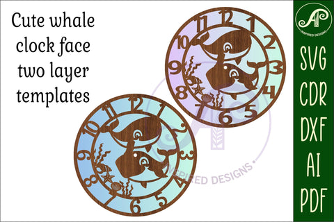 Whale animal wall clock laser cut files, SVG file. vector SVG APInspireddesigns 