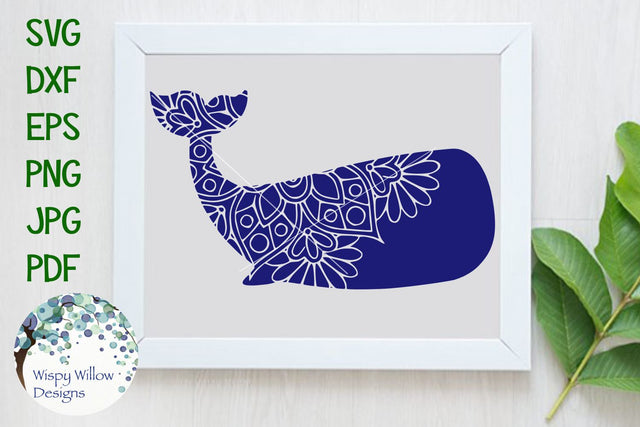 Whale Floral Mandala SVG Wispy Willow Designs 