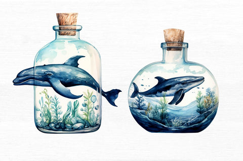 Whale in Bottle Watercolor Sublimation Sublimation Regulrcrative 