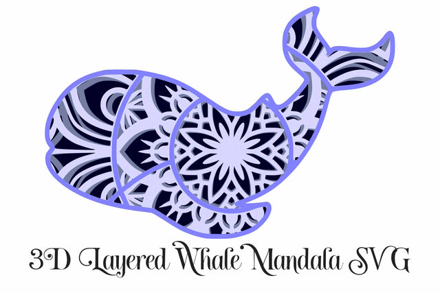 Whale Mandala Layered SVG File - 4 Layers SVG Digital Honeybee 