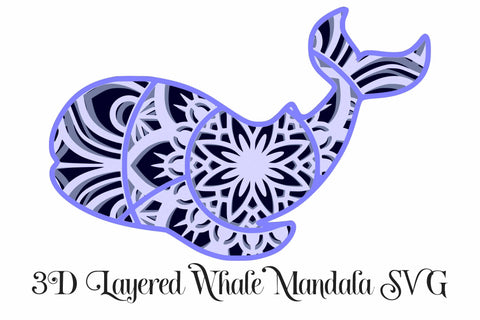Whale Mandala Layered SVG File - 4 Layers SVG Digital Honeybee 