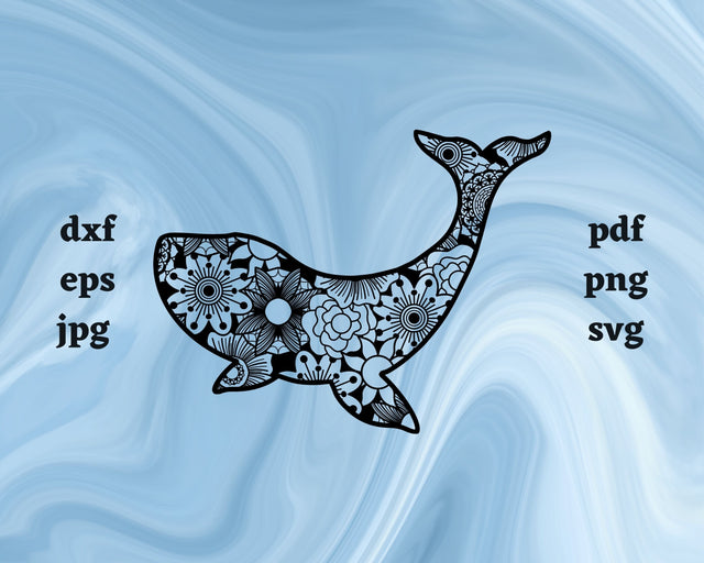 Whale Mandala SVG Cut File SVG Northern Light SVG 