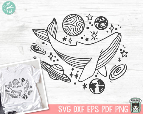 Whale SVG Cut File, Space SVG, Galaxy svg, Ocean Animals SVG, Mystical svg, Planets svg, Celestial svg, Outer Space svg, Solar System svg SVG Wild Pilot 