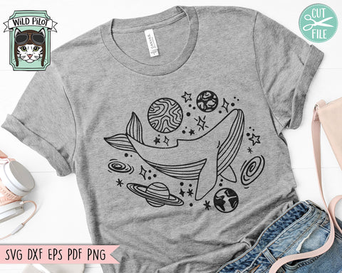 Whale SVG Cut File, Space SVG, Galaxy svg, Ocean Animals SVG, Mystical svg, Planets svg, Celestial svg, Outer Space svg, Solar System svg SVG Wild Pilot 