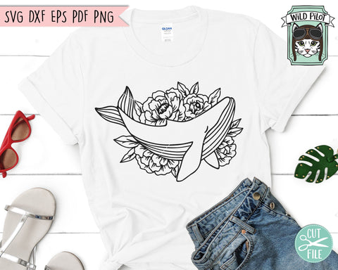 Whale SVG Cut File, Whale Floral SVG, Whale Flower SVG, Whale Floral SVG File, Summer SVG Files, Beah SVG, Summer Cut File, Ocean Animals SVG SVG Wild Pilot 