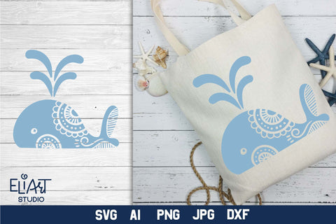 Whale SVG, Ocean Creatures PNG, Nautical T-shirt Design. SVG Elinorka 