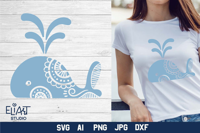 Whale SVG, Ocean Creatures PNG, Nautical T-shirt Design. SVG Elinorka 