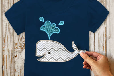 Whale with 3D or Regular Tail Applique Embroidery Embroidery/Applique Designed by Geeks 
