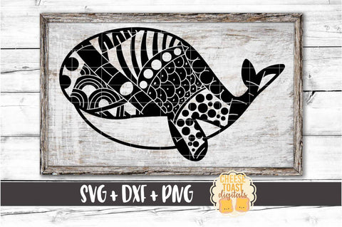 Whale - Zen Doodle Art - Animal SVG PNG DXF Files SVG Cheese Toast Digitals 