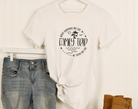 What Happens On The Family Trip Stays On The Family Trip SVG, Funny Family Vacation SVG, Family Trip Shirt SVG SVG HappyDesignStudio 
