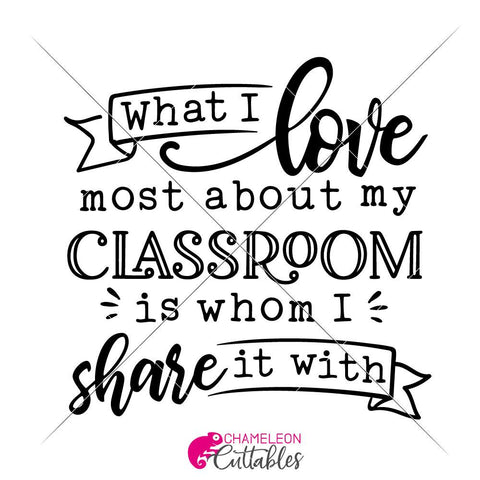 What I love most about my classroom is whom I share it with - Teacher Appreciation Gift for sign SVG Chameleon Cuttables 