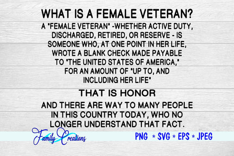 What Is A Female Veteran? SVG Family Creations 