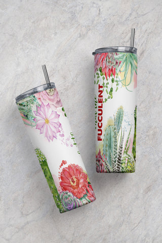 What the fucculent succulent trendy design 20oz Skinny Tumbler Sublimation Wrap Designs for Straight Tumbler Design PNG Sublimation CaldwellArt 