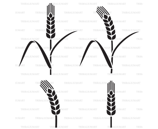 Wheat ear icon set SVG TribaliumArtSF 