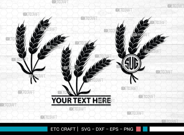 Wheat Monogram, Wheat Silhouette, Wheat SVG, Grain Svg, Barley Svg, Wheat Harvest Svg, Harvest Svg, SB00457 SVG ETC Craft 