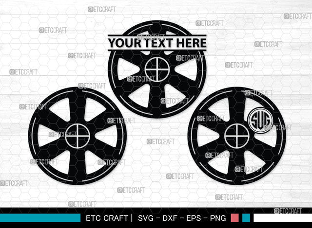 Wheel Monogram, Wheel Hubcap Silhouette, Wheel Hubcap Svg, Auto Rubber Svg, Tyre Svg, Tire Svg, SB00056 SVG ETC Craft 