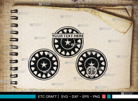 Wheel Monogram, Wheel Hubcap Silhouette, Wheel Hubcap Svg, Auto Rubber Svg, Tyre Svg, Tire Svg, SB00056 SVG ETC Craft 