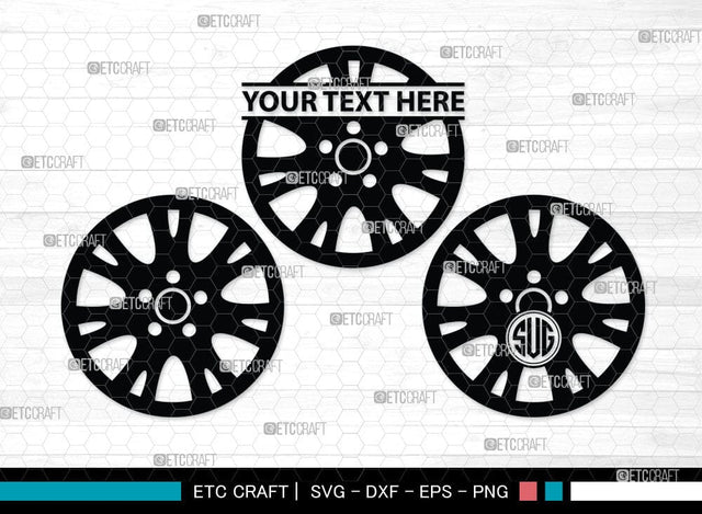 Wheel Monogram, Wheel Hubcap Silhouette, Wheel Hubcap Svg, Auto Rubber Svg, Tyre Svg, Tire Svg, SB00056 SVG ETC Craft 